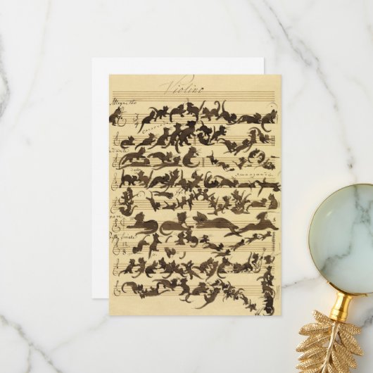 Carte De Remerciements Symphonie de chat par Moritz von Schwind (Devant/Arrière en situation)