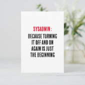 Carte De Remerciements Sysadmin Parce que l'éteindre et l'allumer à nouve (Debout devant)