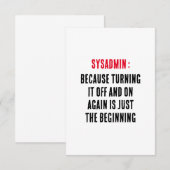 Carte De Remerciements Sysadmin Parce que l'éteindre et l'allumer à nouve (Devant / Derrière)