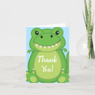Carte De Remerciements T-Rex Dinosaur Baby shower Bleu