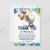 Carte De Remerciements T-Rex Dinosaur Ballons Peinture Splash Anniversair (Devant)