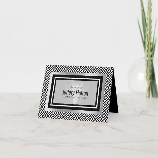 Carte De Remerciements T smoking noir et blanc, nœud papillon noir, crava (Devant)