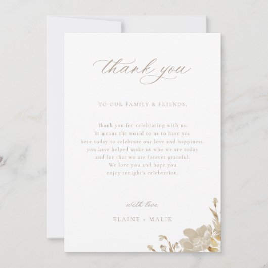 Carte De Remerciements Table d'accueil opulente de mariage dans le jardin (Devant)