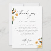 Carte De Remerciements Table de réception de mariage florale de agrumes (Devant)