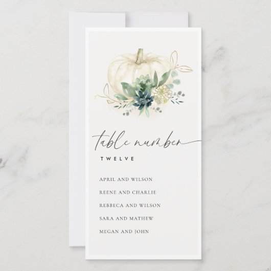 Carte De Remerciements Tableau de Citrouille Succulent bleu Numéro de tab (Devant)