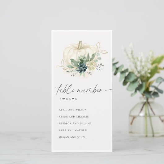 Carte De Remerciements Tableau de Citrouille Succulent bleu Numéro de tab (Debout devant)