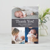 Carte De Remerciements Tableau noir photos multiples bébé garçon douche (Debout devant)