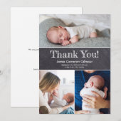 Carte De Remerciements Tableau noir photos multiples bébé garçon douche (Devant / Derrière)