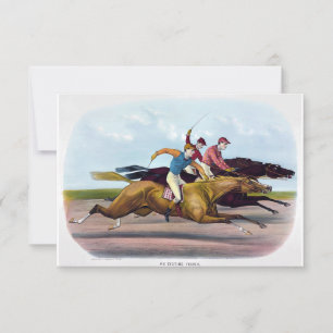 Carte De Remerciements Tableau vintage D'Une Scène De Course De Cheval, C