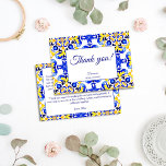 Carte De Remerciements Talavera azulejo bleu tuiles douches nuptiales mex<br><div class="desc">Talavera azulejo bleu tuiles vintage mexicain douche nuptiale mariage cartes de remerciements,  Méditerranée italienne tuiles bleues motif Maiolica tuiles grecques motif douche nuptiale merci cartes</div>