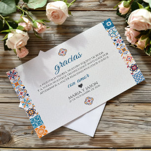 Carte De Remerciements Talavera Floral Fiesta Mariage Espagnol Coloré