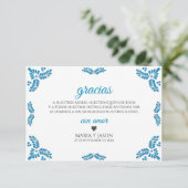 Carte De Remerciements Talavera Turquoise Minimalist Spanish Wedding (Debout devant)