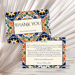 Carte De Remerciements Talavera vintage mariage mexicain<br><div class="desc">Azulejo bleu portugais Talavera tuiles vintage mariage mexicain merci cartes,  méditerranéen orné de tuiles folkloriques motif Merci cartes,  Hacienda style mariage cartes</div>