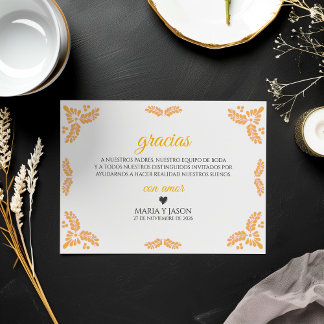 Carte De Remerciements Talavera Yellow Floral Minimalist Spanish Wedding
