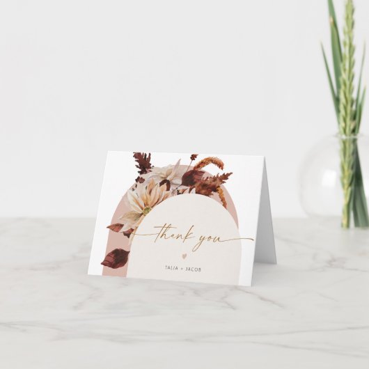 Carte De Remerciements TALIA Floral arqueté d'automne à l'aquarelle bohèm (Devant)