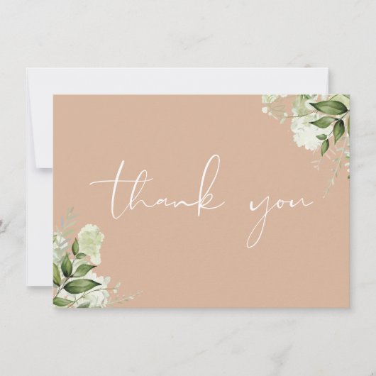 Carte De Remerciements Tan Botanical Green Élégant Script (Devant)