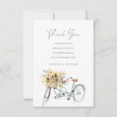 Carte De Remerciements Tandem Bicycle Rustique Mariage d'aquarelle de tou (Devant)