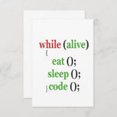 Carte De Remerciements Tandis qu'Alive Mangez Sleep Code drôle PRogrammer (Devant / Derrière)