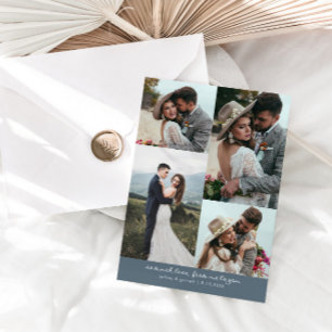 Carte De Remerciements Tant d'amour Élégant carton de mariage photo bleu
