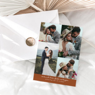 Carte De Remerciements Tant d'amour Élégante Photo de mariage Terracotta