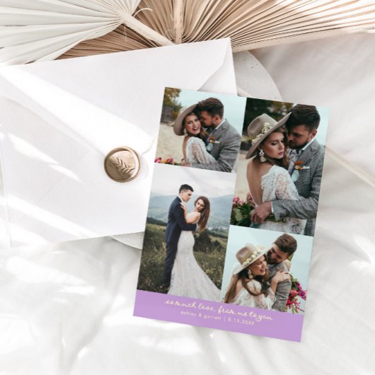 Carte De Remerciements Tant d'amour Élégante photo de mariage Wisteria