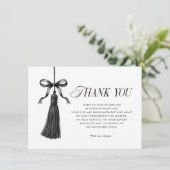 Carte De Remerciements Tassel Black Bow Graduation Party Simple (Debout devant)