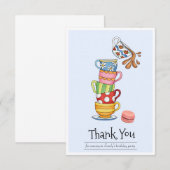 Carte De Remerciements Tasses à thé empilées fantaisistes et mignonnes  (Devant / Derrière)