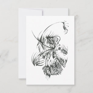 Carte De Remerciements Tatouage tribal abstrait blanc abeille noir