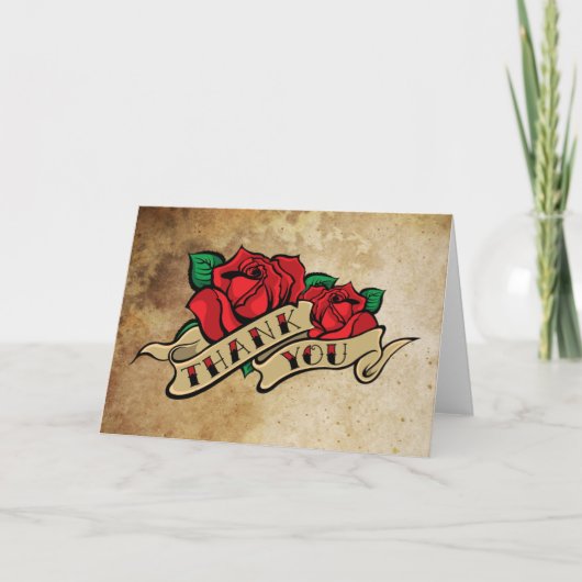 Carte De Remerciements Tattoo Rose Thank You (Devant)