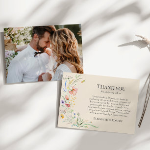 Carte De Remerciements Taupe Fleur sauvage Meadow Couple Mariage photo