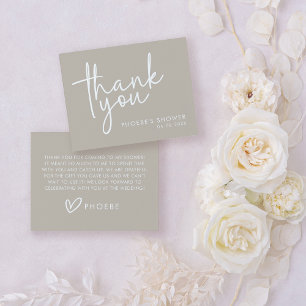 Carte De Remerciements Taupe Minimaliste Écriture Fête de Mariage Plat