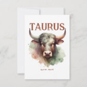 Carte De Remerciements Taurus Aquarelle Ram Zodiac Thème Anniversaire (Dos)