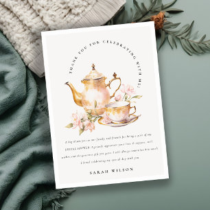 Carte De Remerciements Tea Set à Fête des mariées Rose Gold Floral