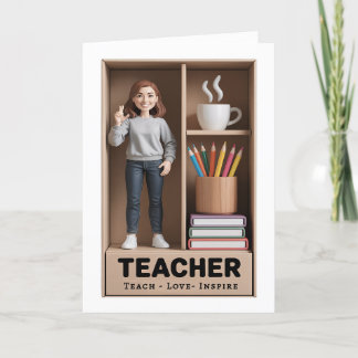 Carte De Remerciements Teacher Action Figure AI Style poupée en boîte