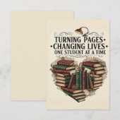 Carte De Remerciements Teacher Thank You Card | Book Heart Flat Note (Devant / Derrière)