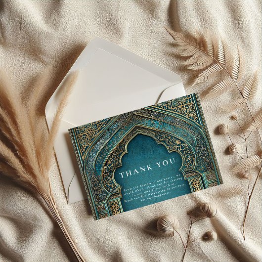 Carte De Remerciements Teal Archway Islamic Wedding