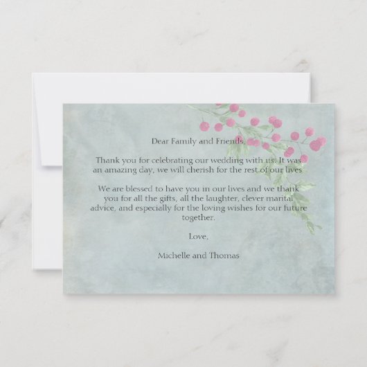 Carte De Remerciements Teal Blanc Magenta Vert Floral (Dos)