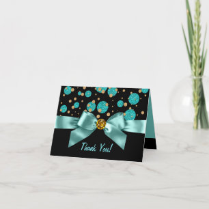 Carte De Remerciements Teal Blue Black Gold Thank You