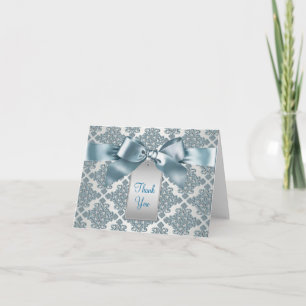 Carte De Remerciements Teal Blue Damask