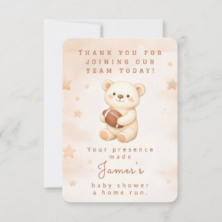 Carte De Remerciements Team Watercolor Teddy Bear Football 