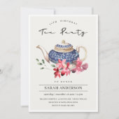 Carte De Remerciements Teapot floral N'importe quel âge Anniversaire Tea (Devant)
