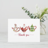 Carte De Remerciements Teapots de Noël, Fête (Debout devant)
