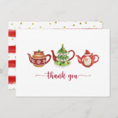 Carte De Remerciements Teapots de Noël, Fête (Devant / Derrière)