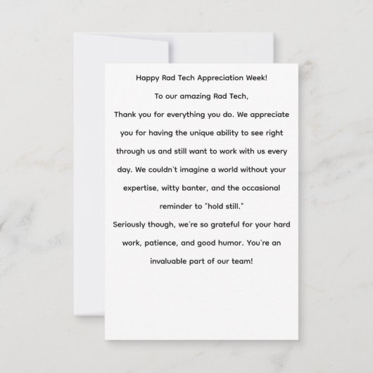 Carte De Remerciements Technologue en radiologie (Dos)