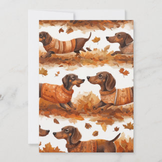 Carte De Remerciements Teckels d'automne Motif-Chiens Dessinés à la Main