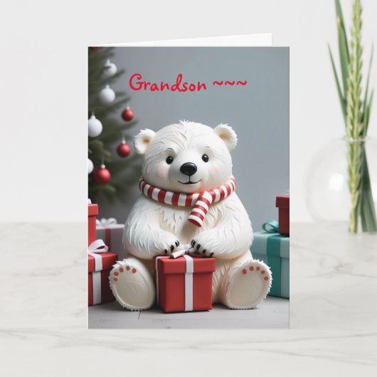 CARTE DE REMERCIEMENTS TEDDDDY BEAR GRANDSON CHRISTMAS CARD (Devant)