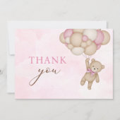 Carte De Remerciements Teddy Bear Baby Pink (Devant)