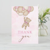 Carte De Remerciements Teddy Bear Baby Pink (Debout devant)