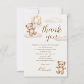 Carte De Remerciements Teddy Bear Baby Shower (Devant)
