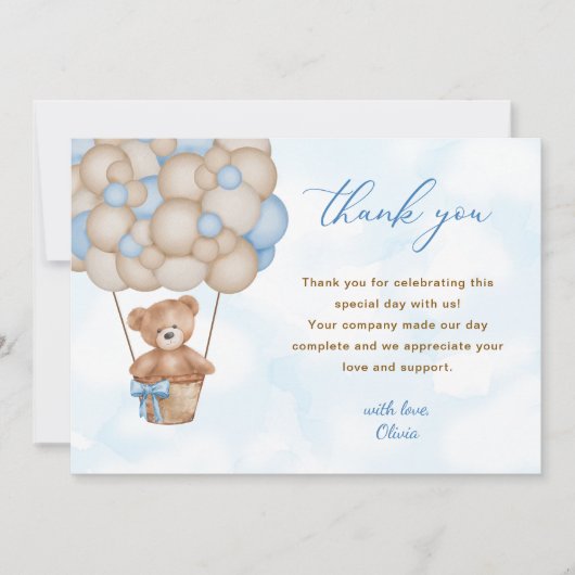 Carte De Remerciements Teddy Bear Baby Shower (Devant)